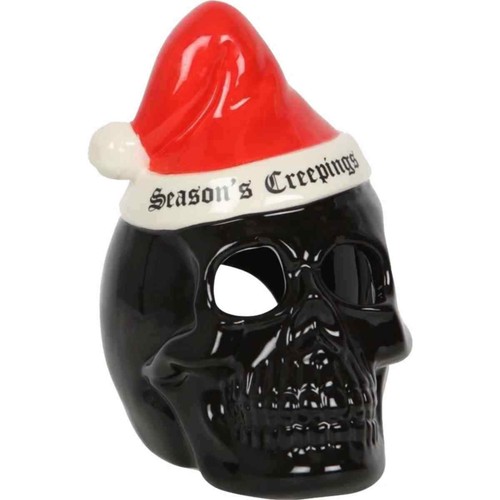 Totenkopf mit weihnachtsmütze - totenkopf,