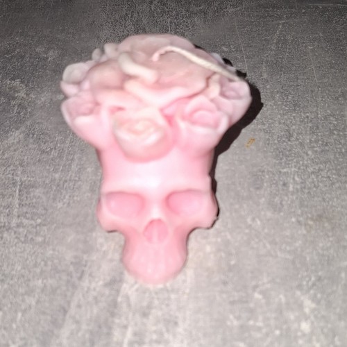 Rosa totenkopf kerze - rosa, in