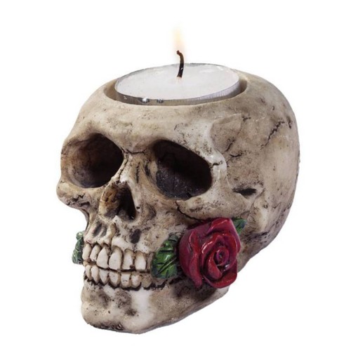 Teelichthalter totenkopf mit - teelichthalter,