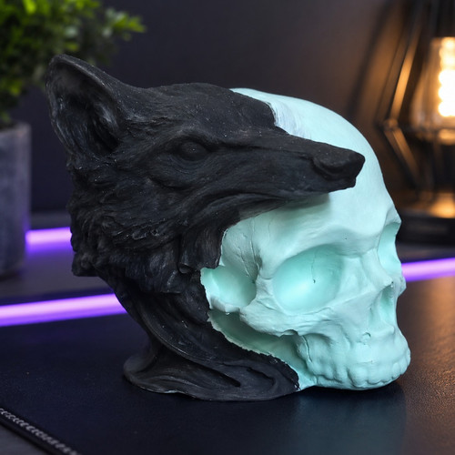 Wolf totenkopf skulptur - wolf,